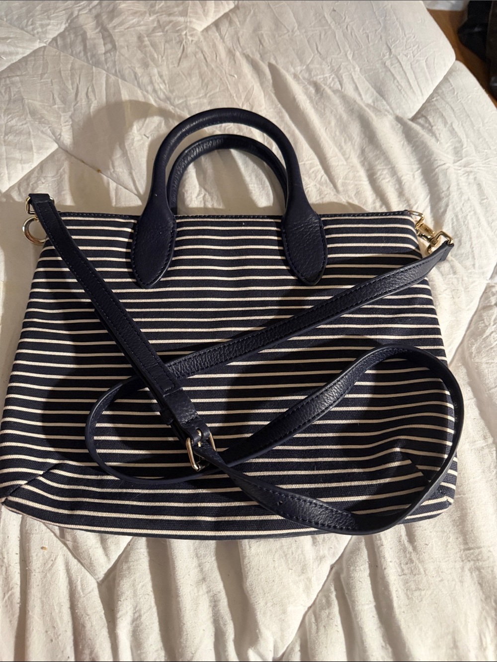 Talbots Striped Navy and White Crossbody Tote - Women's Bag